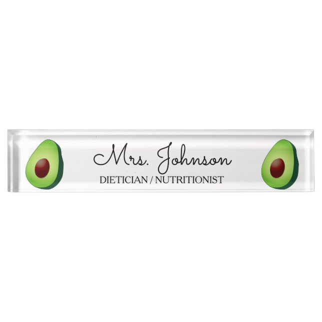 Personalised dietician nutritionist avocado icon nameplate (Front)