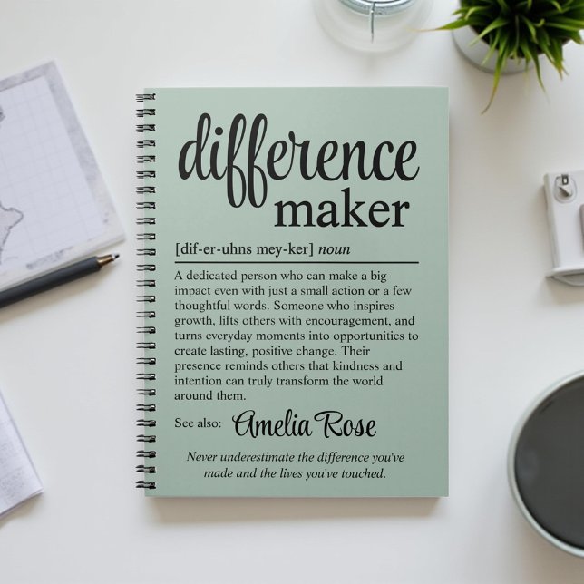Personalised Difference Maker Definition Gift Notebook (Creator Uploaded)