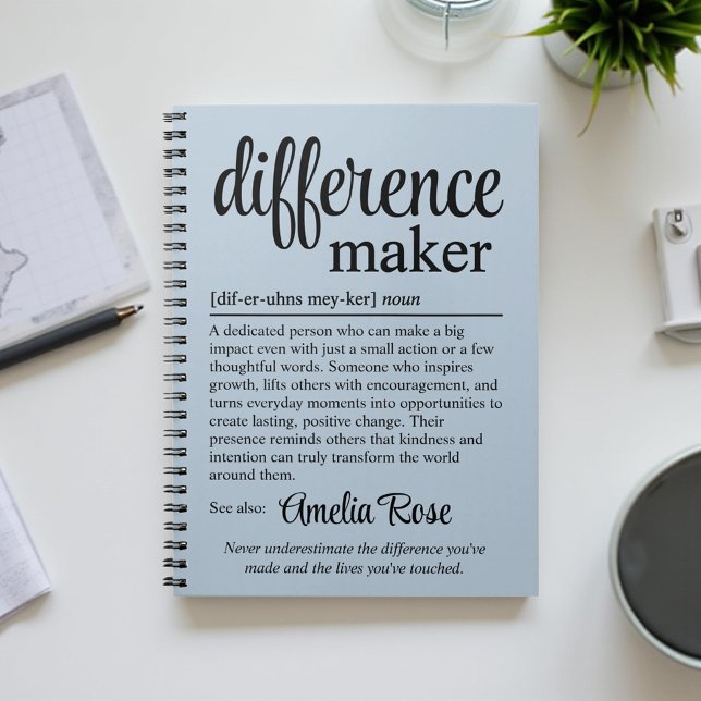 Personalised Difference Maker Definition Thank You Notebook (Creator Uploaded)