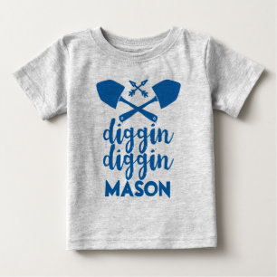 Personalised Diggin Diggin Blue and Grey Baby T-Shirt