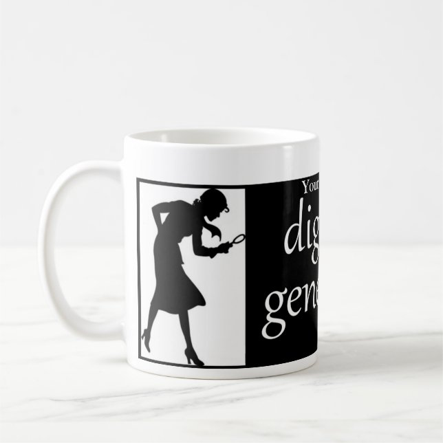 Personalised digging genealogy mug (Left)
