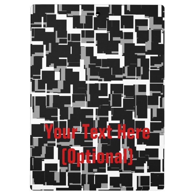 Personalised Digital Camo Black White Grey Pattern Clipboard (Back)