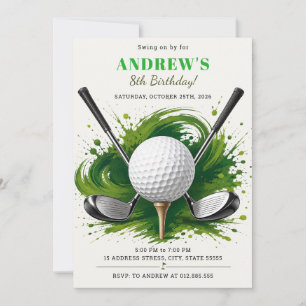 Personalised Digital Golf Birthday Invitation