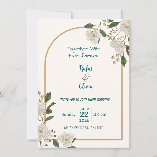 Personalised Digital Wedding Invitation – Modern E (Front)