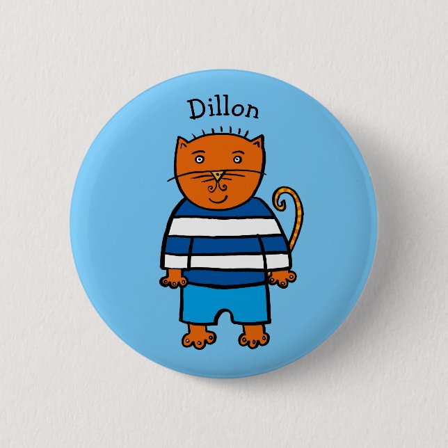 Personalised Dillon the Cat 6 Cm Round Badge (Front)