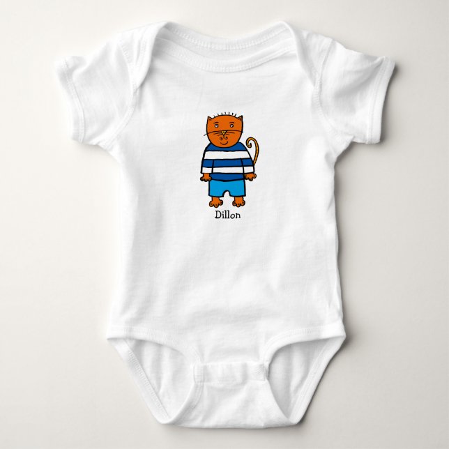 Personalised Dillon the Cat Baby Bodysuit (Front)