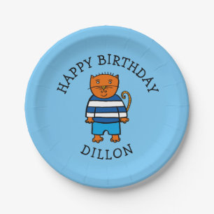 Personalised Dillon the Cat Paper Plate