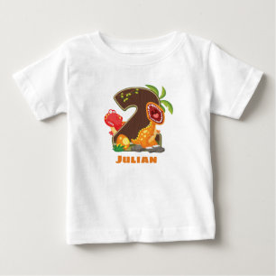 Personalised Dino 2nd Birthday Tshirt