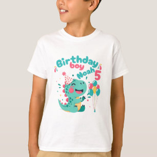 Personalised Dino B-day Boy T-Shirt Name & Age