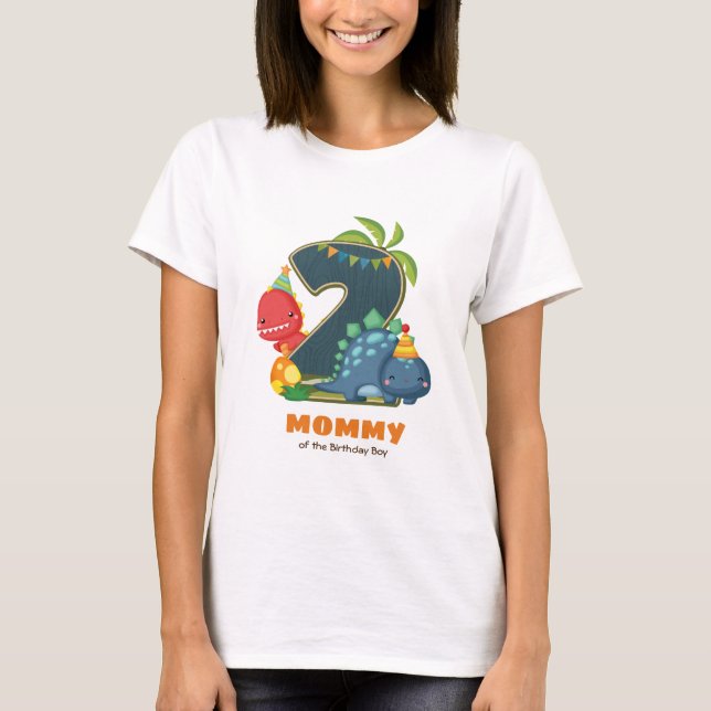 Personalised Dino Birthday Tshirt for Mummy (Front)