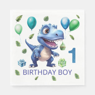 Personalised Dino Party Paper Napkins 1st B-day
