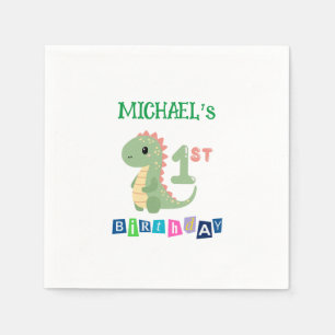 Personalised Dinosaur 1st Birthday  Napkin