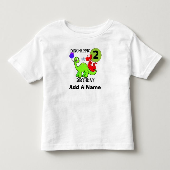 Personalised Dinosaur 2nd Birthday Tshirt (Front)