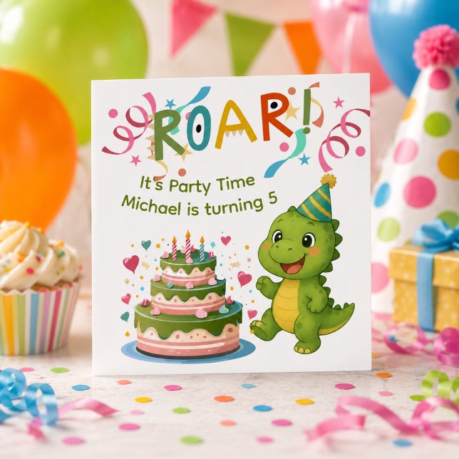Personalised Dinosaur 5th Birthday Invitation (Creator Uploaded)