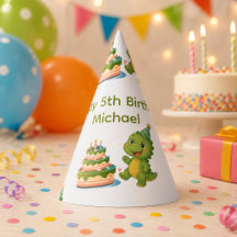 Personalised Dinosaur 5th Birthday Paper Hat