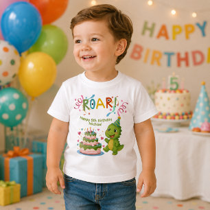 Personalised Dinosaur 5th Birthday Toddler T-Shirt
