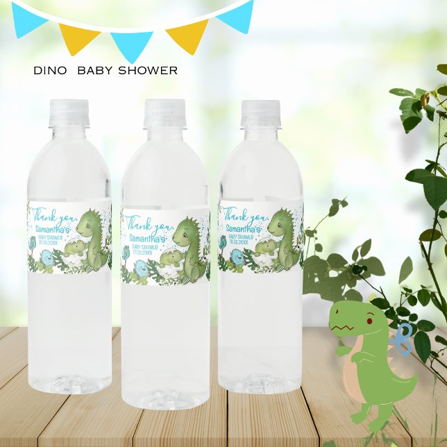 Personalised Dinosaur Baby Shower  Water Bottle Label (Personalized Dinosaur Baby Shower Water Bottle Label )