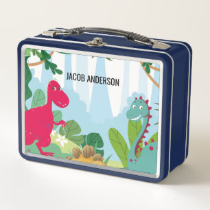 Personalised Dinosaur Back to School Name Metal Lunch Box