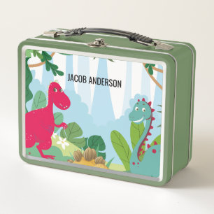 Personalised Dinosaur Back to School Name Metal Lunch Box
