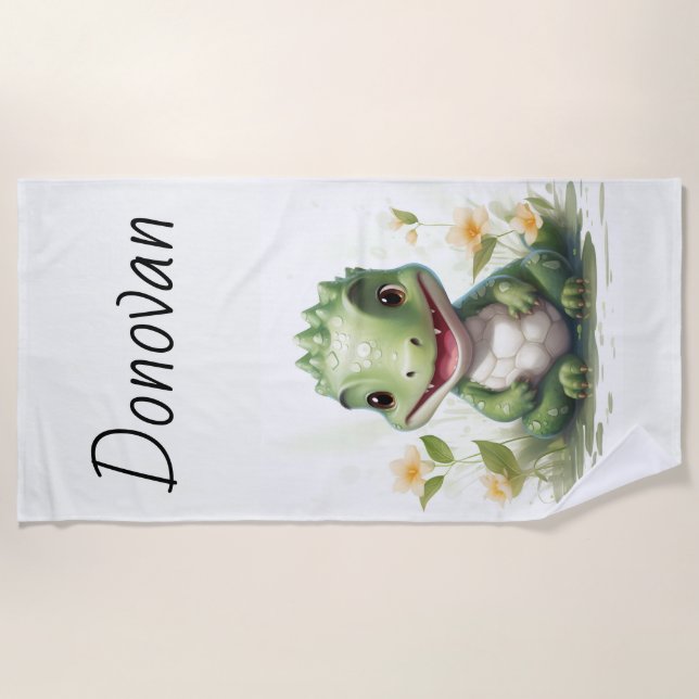 Personalised Dinosaur Beach Towel (Front)