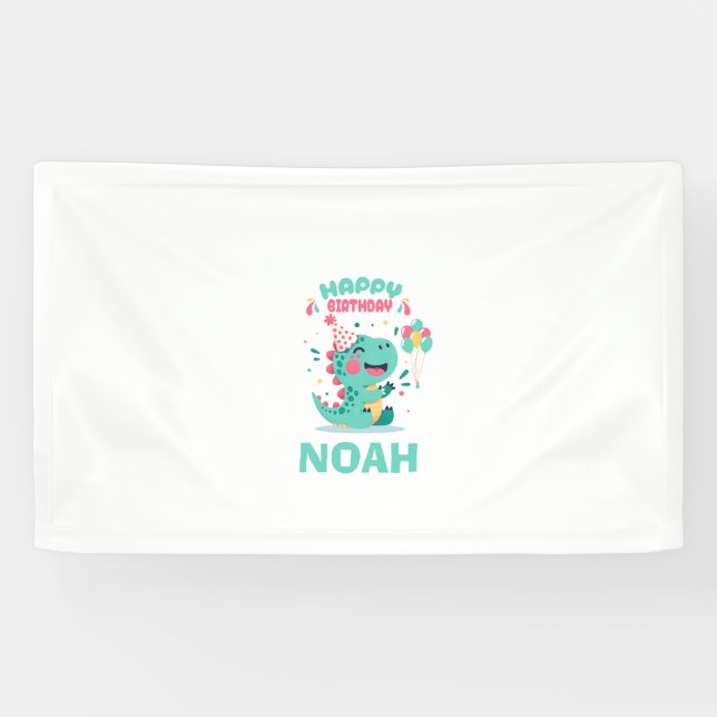 Personalised Dinosaur Birthday Banner Boys (Horizontal)