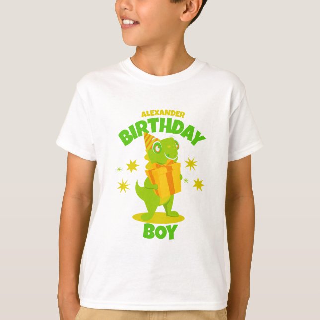 Personalised Dinosaur Birthday Boy T-Shirt (Front)