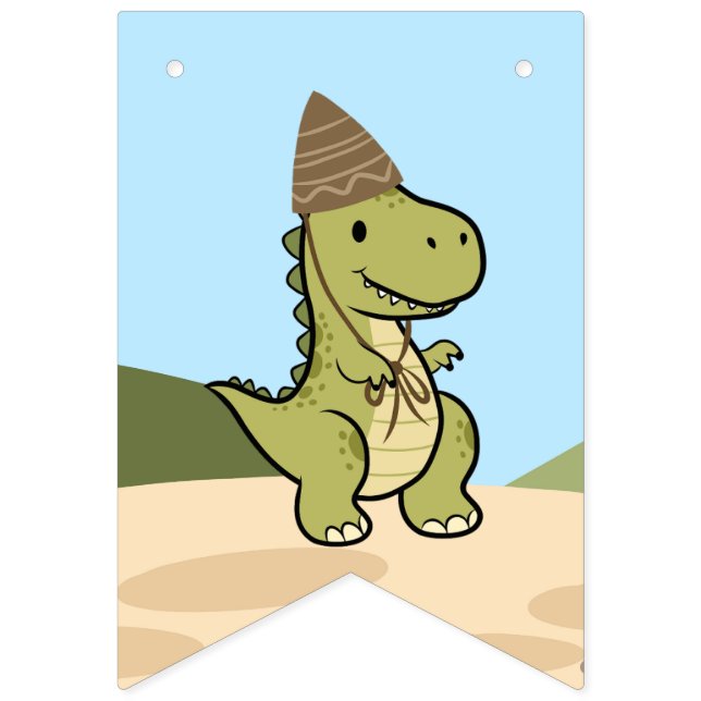 Personalised Dinosaur Birthday bunting banner (First Flag)