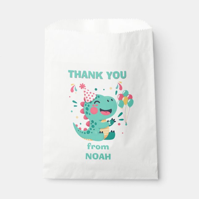 Personalised Dinosaur Birthday Favour Bag Boys (Front)