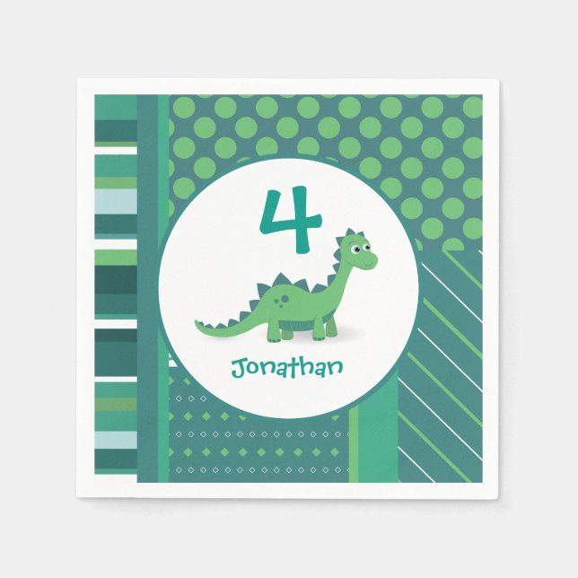 Personalised dinosaur birthday napkins (Front)