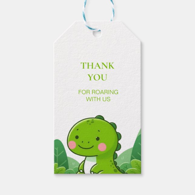 Personalised Dinosaur Birthday Party Gift Tags (Front)