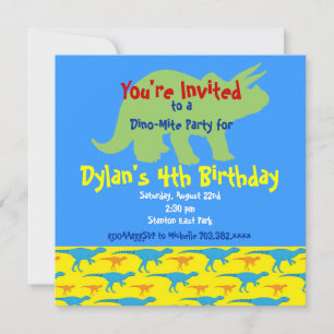 Personalised Dinosaur Birthday Party Invitations