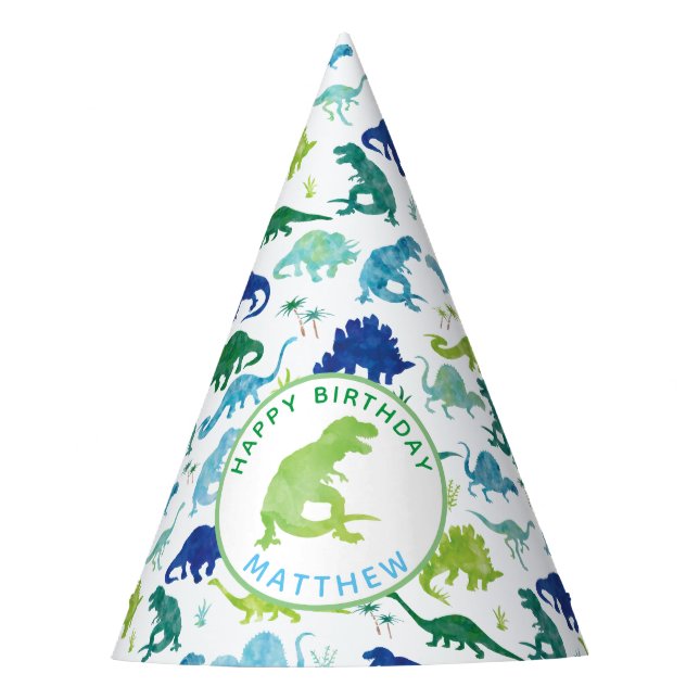 Personalised Dinosaur Birthday Party Pattern Kids Hat (Front)