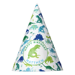 Personalised Dinosaur Birthday Party Pattern Kids Party Hat