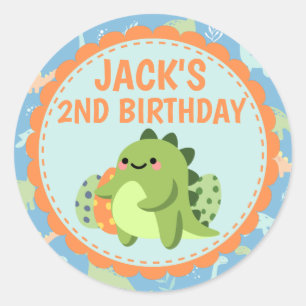 Personalised Dinosaur Birthday Party Sticker