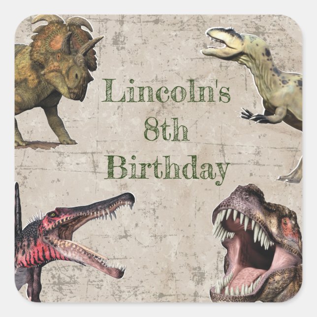 Personalised Dinosaur Birthday Stickers (Front)