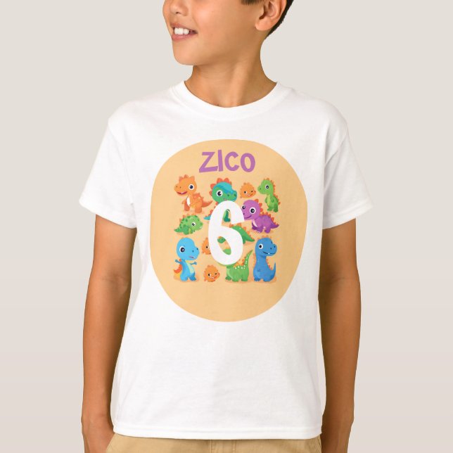 Personalised Dinosaur Birthday  T-Shirt (Front)