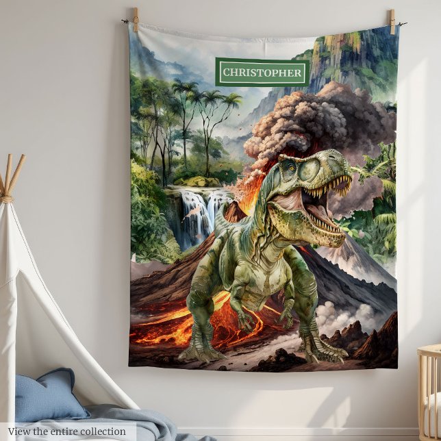 Personalised Dinosaur Blanket Boys Gift Watercolor (Personalized Dinosaur Blanket Boys Gift Watercolor)