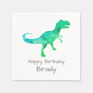 Personalised Dinosaur Blue Birthday Napkin