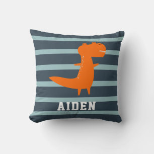 Personalised Dinosaur Boys Room Kids Cute Blue  Cushion