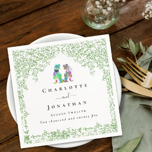Personalised Dinosaur Bride and Groom Wedding Napkin