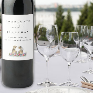 Personalised Dinosaur Bride & Groom Wedding Wine Label
