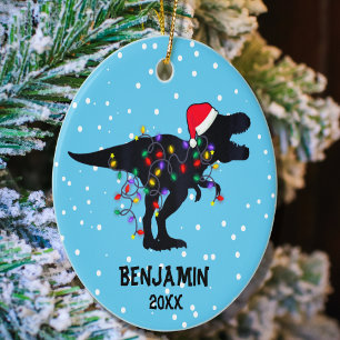 Personalised Dinosaur Christmas Boys Christmas Ceramic Tree Decoration