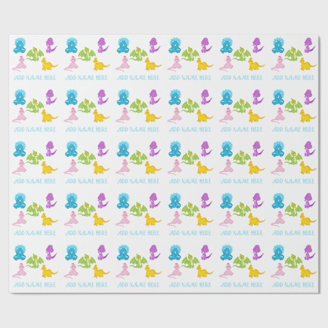 Personalised Dinosaur Friends Wrapping Paper (Seam)