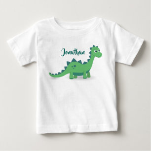 Personalised dinosaur green blue kids t-shirt