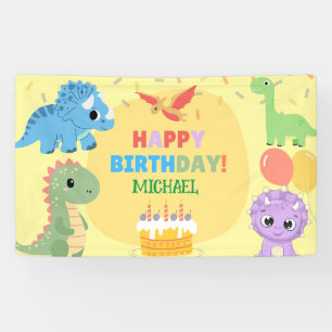 Personalised Dinosaur Happy Birthday Banner