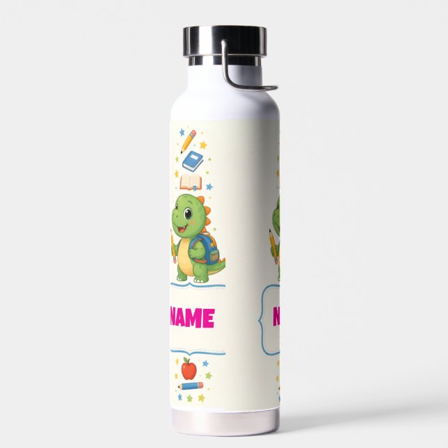 Personalised Dinosaur Kids Back to School Bottle (Left)