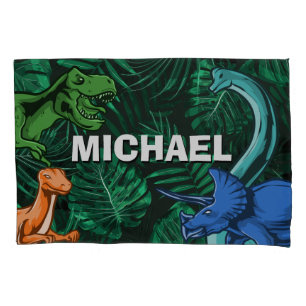 Personalised Dinosaur Kids Dino Jurassic Trex Boy Pillowcase