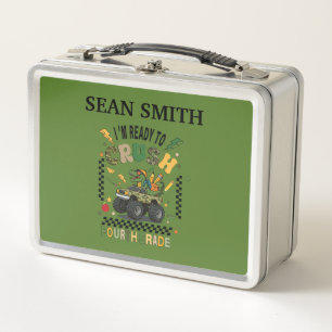 Personalised Dinosaur Monster Truck Metal Lunch Box