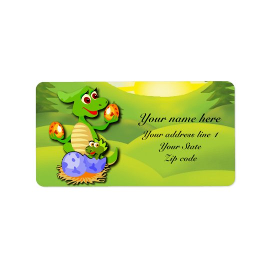 Personalised Dinosaur mother and baby cartoon Address Label