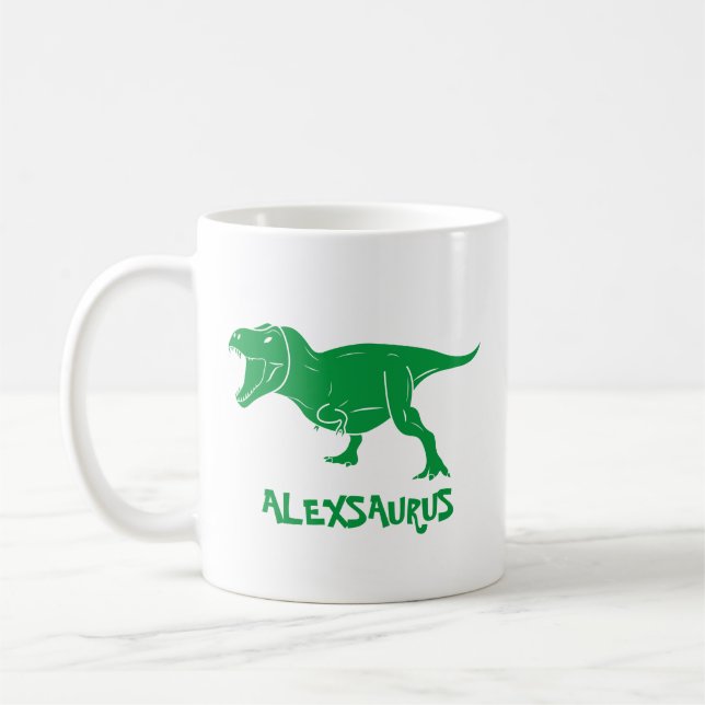 Personalised Dinosaur Mug, Funny Gift for Kids, Coffee Mug (Left)